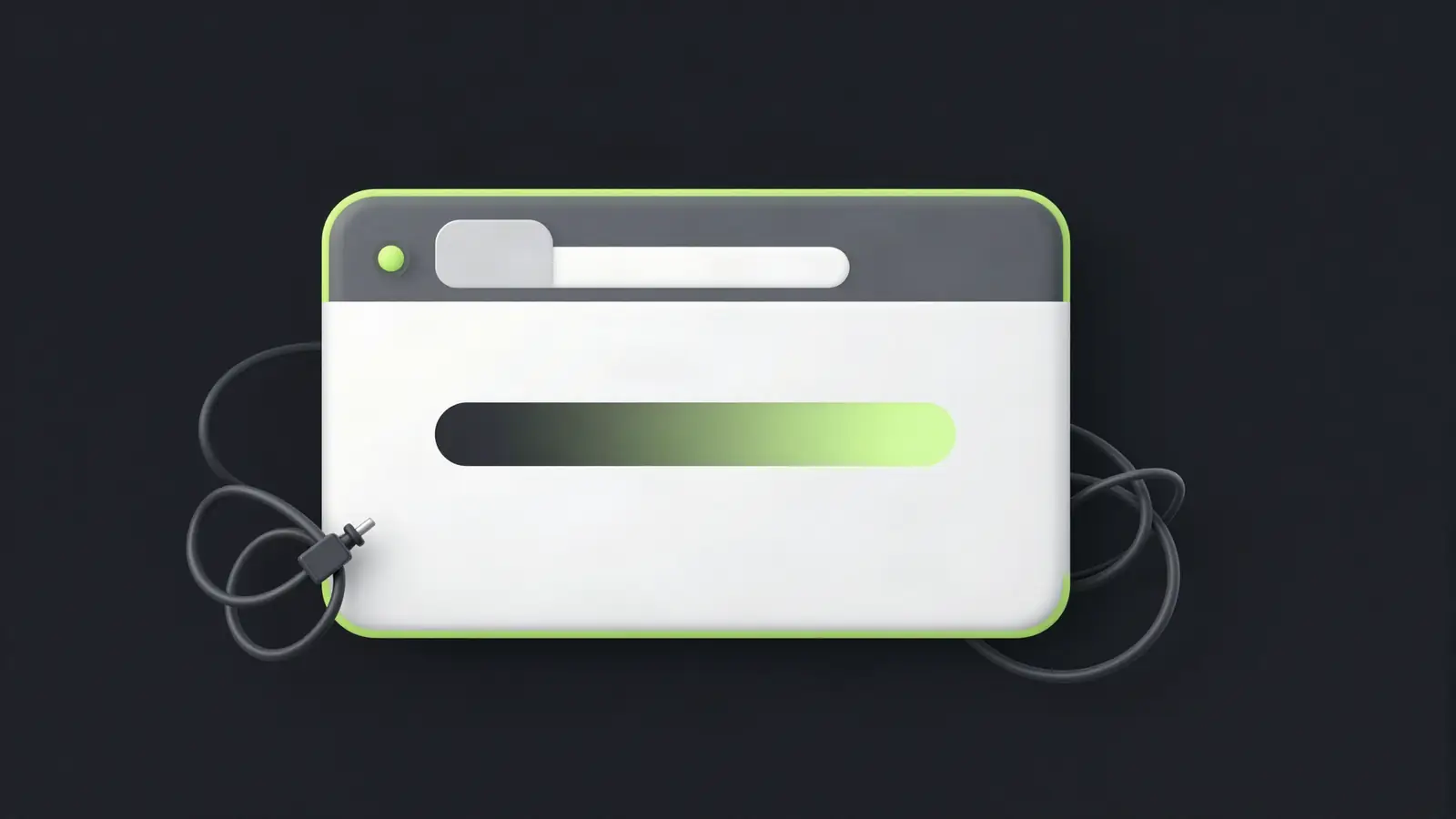 Browser with a loading spinner and a tangled cable
