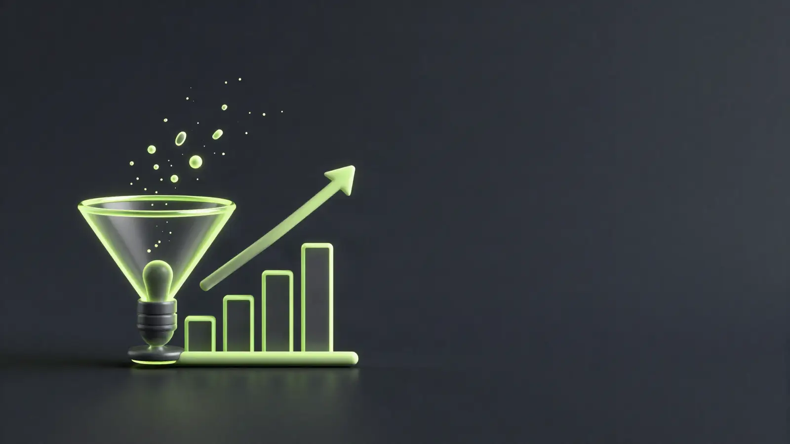 A conversion funnel beside a rising bar chart