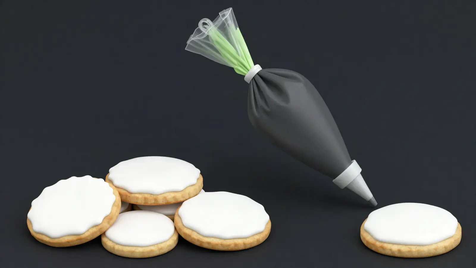 Royal-icing decorated sugar cookies with a piping bag