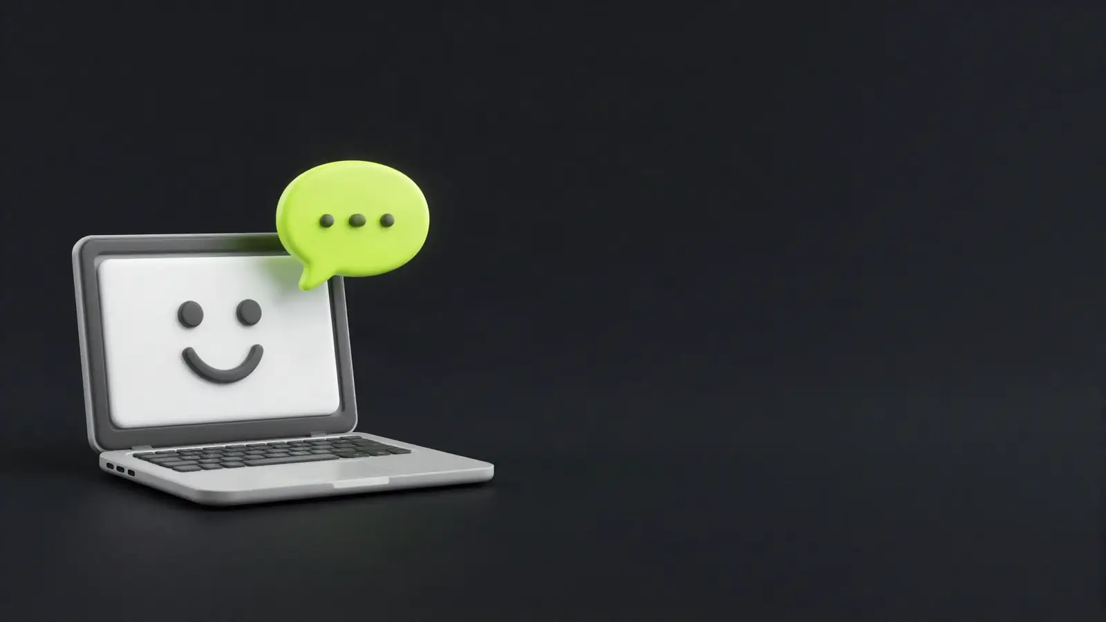 Laptop with a maintenance screen and a message bubble
