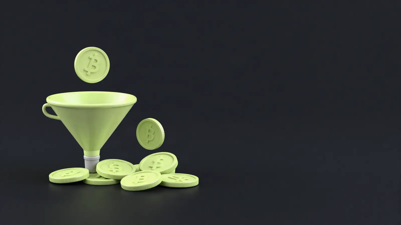 Coin going into a funnel with more coins coming out